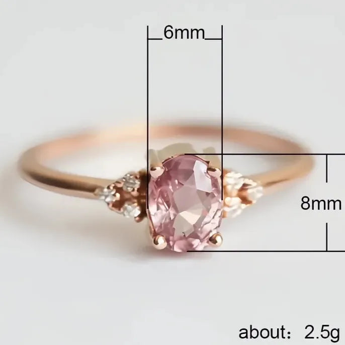 Trendy Rose Gold Plated Brass Oval Cubic Zirconia Solitaire Wedding Ring for Women