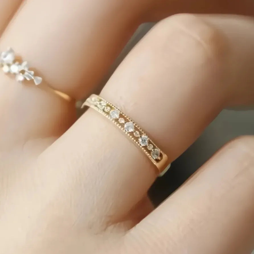 Elegant Gold Cubic Zirconia Ring for Ladies Daily Fashion Jewelry