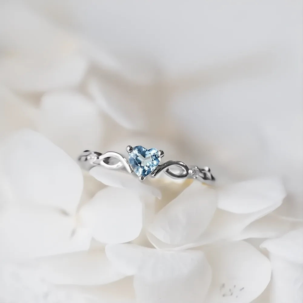 Cute Heart Cubic Zirconia Ring for Women, Creative Design, Daily Wear Jewelry Accessory