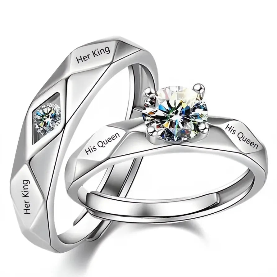 His King Her Queen Cubic Zirconia Romantic Couple Engagement Ring Set