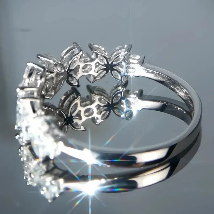 Romantic Flower Design Bridal Wedding Ring with AAA White Cubic Zirconia for Women Luxury Fashion Jewelry
