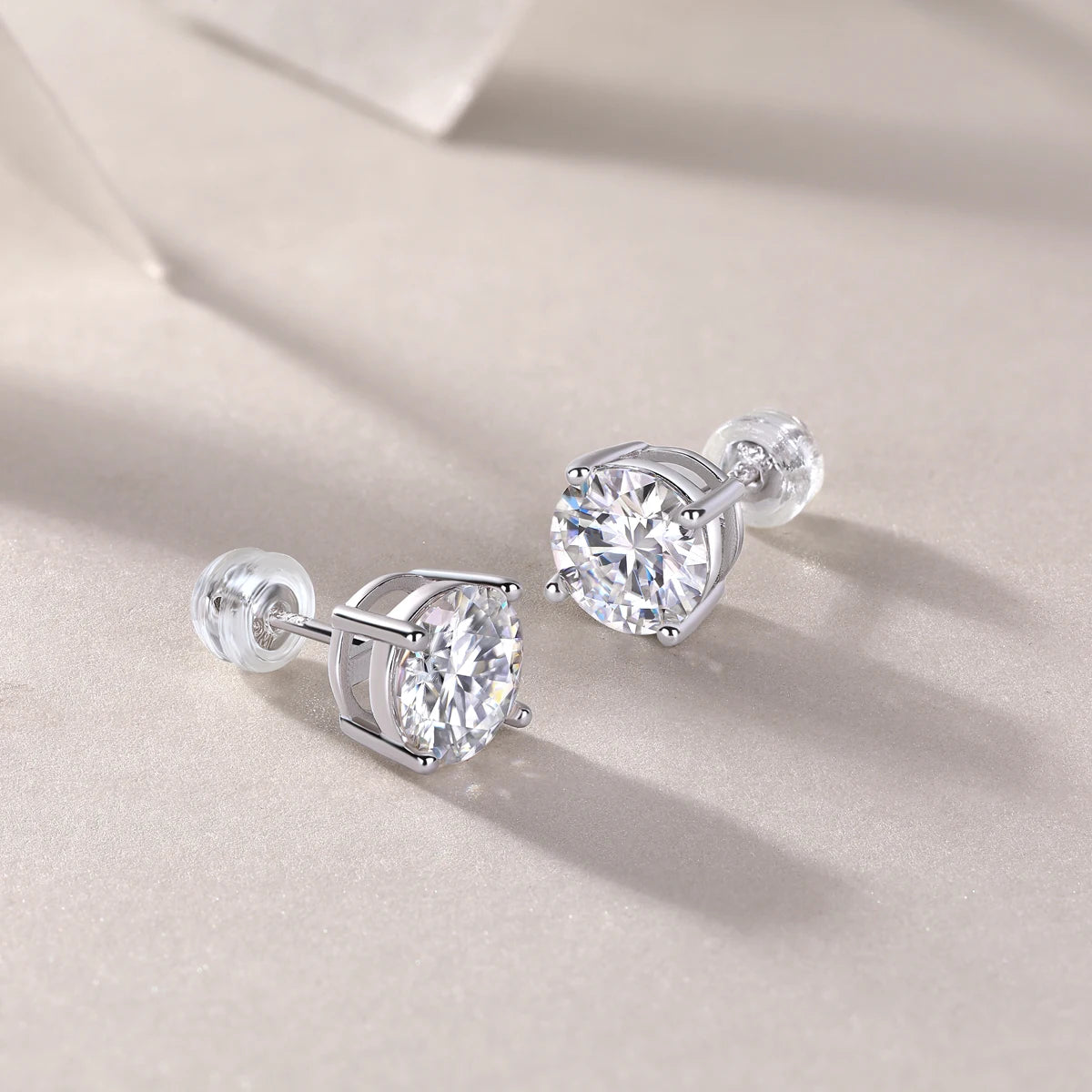 Classic Round Moissanite Stud Earrings 18K Gold Plated S925 Silver Claw GRA Certified Jewelry