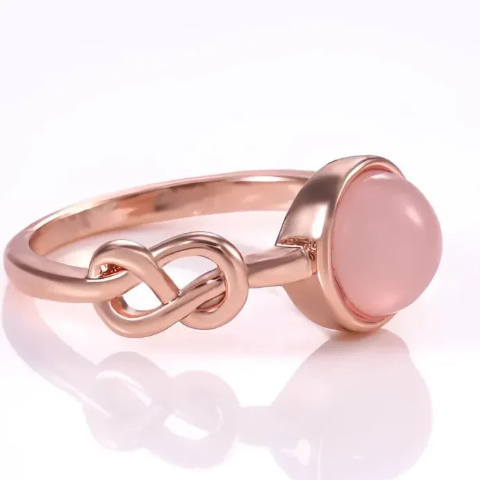 Rose Gold Women's Geometric Solitaire Pink Acrylic Stone Ring