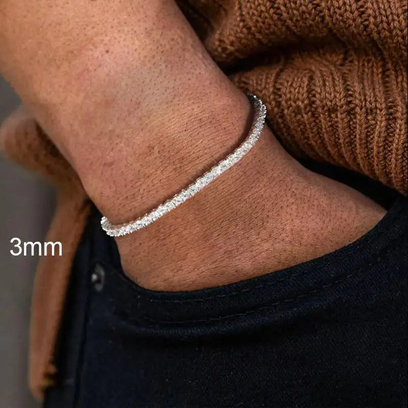 Moissanite Tennis Bracelet S925 Silver D Color VVS1 18K Gold Plated Unisex Jewelry