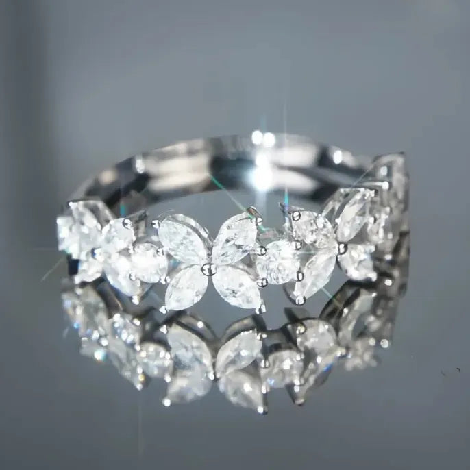 Romantic Flower Design Bridal Wedding Ring with AAA White Cubic Zirconia for Women Luxury Fashion Jewelry
