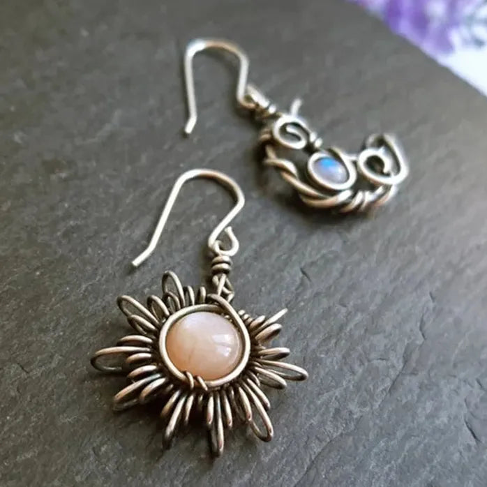 Bohemian Moon Star Dangle Earrings Women Asymmetrical Drop Jewelry Celestial