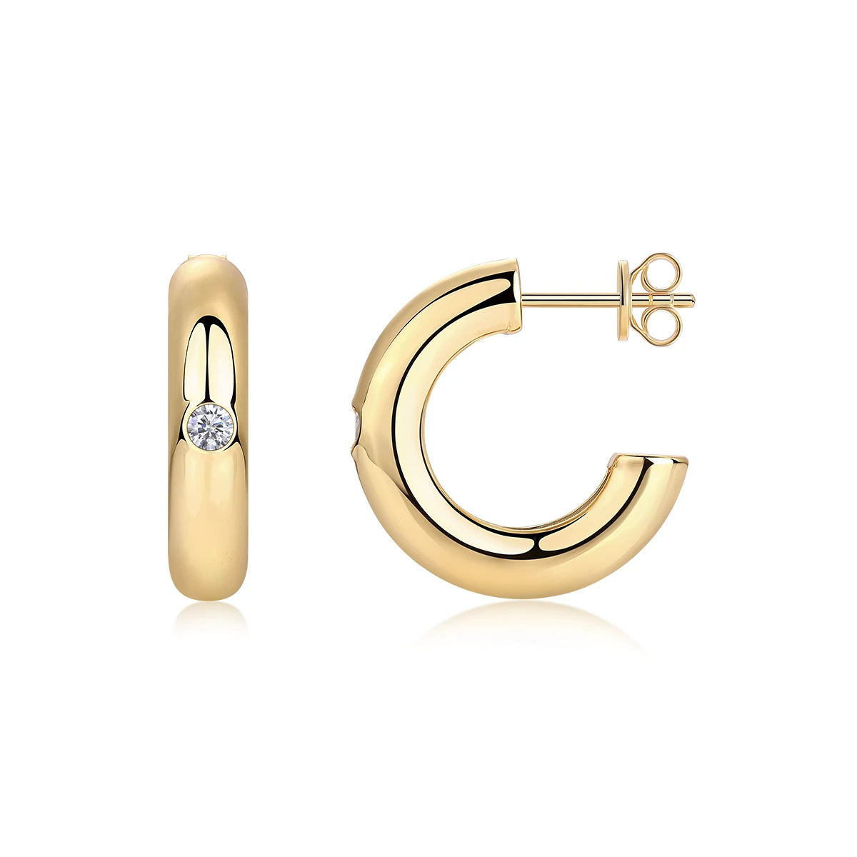 3.0mm Moissanite Hoop Earrings 18K Gold Plated S925 Silver Minimalist Gift Jewelry