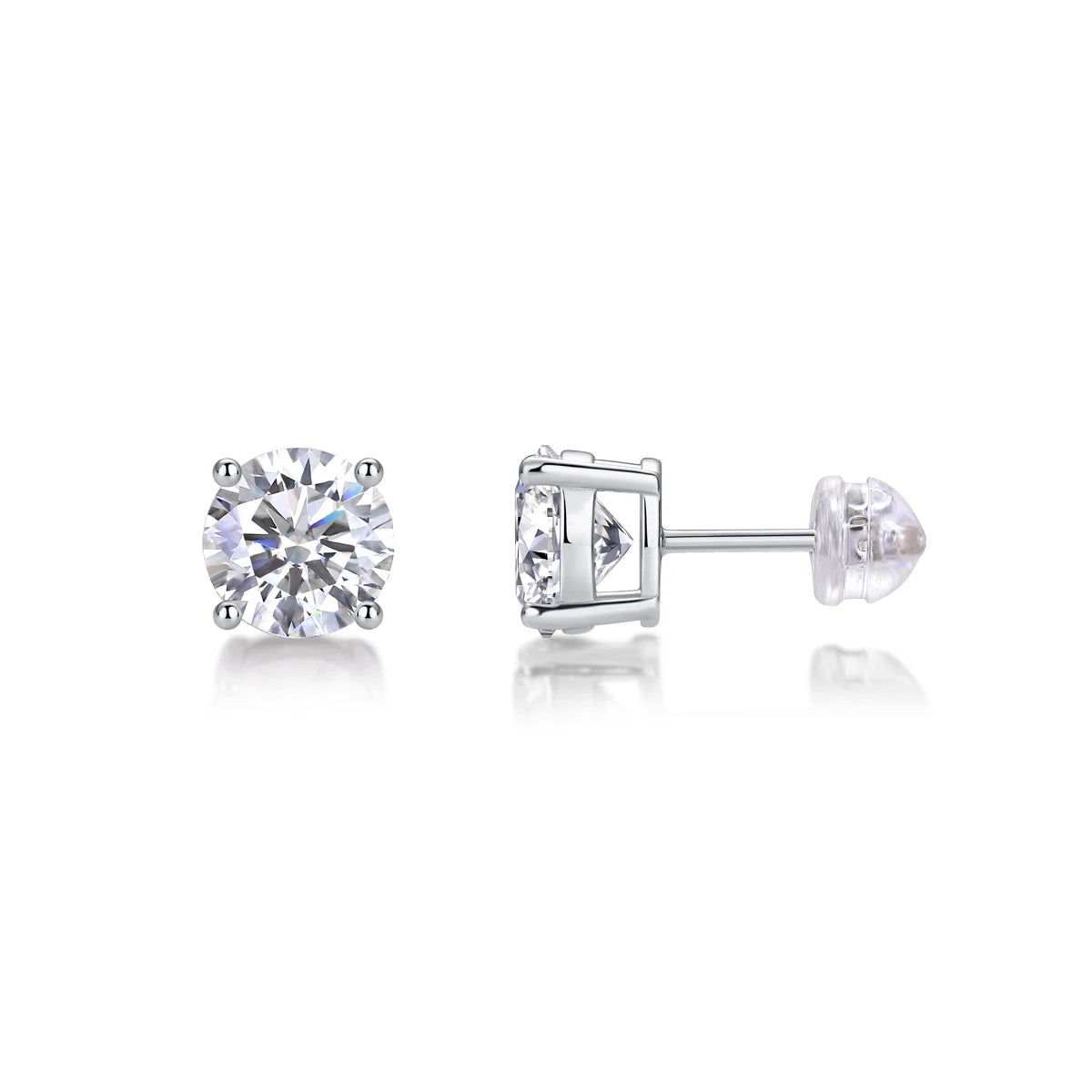 Classic Round Moissanite Stud Earrings 18K Gold Plated S925 Silver Claw GRA Certified Jewelry