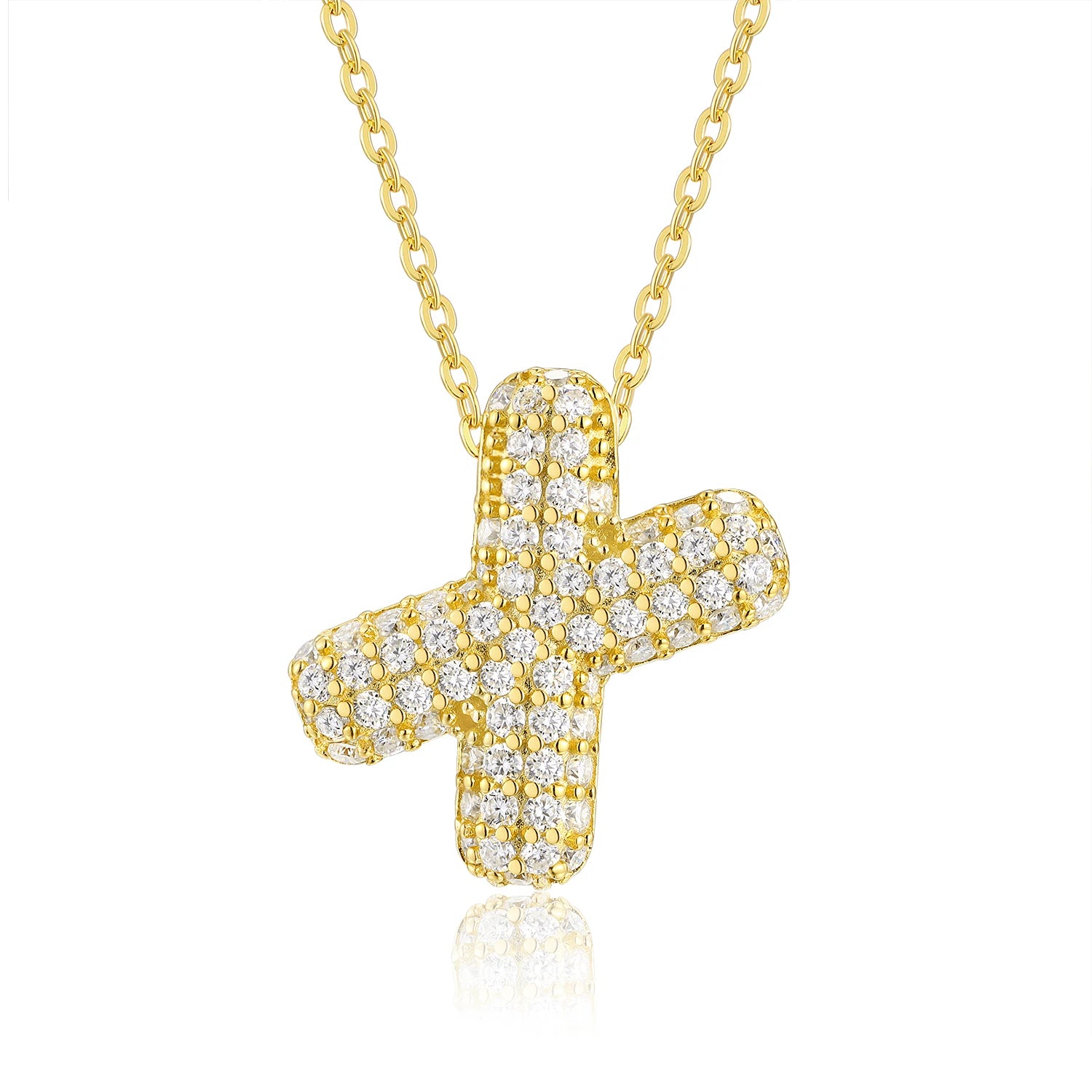Gold Plated Moissanite Alphabet Pendant Necklace 26 Letters 925 Silver Unisex Jewelry