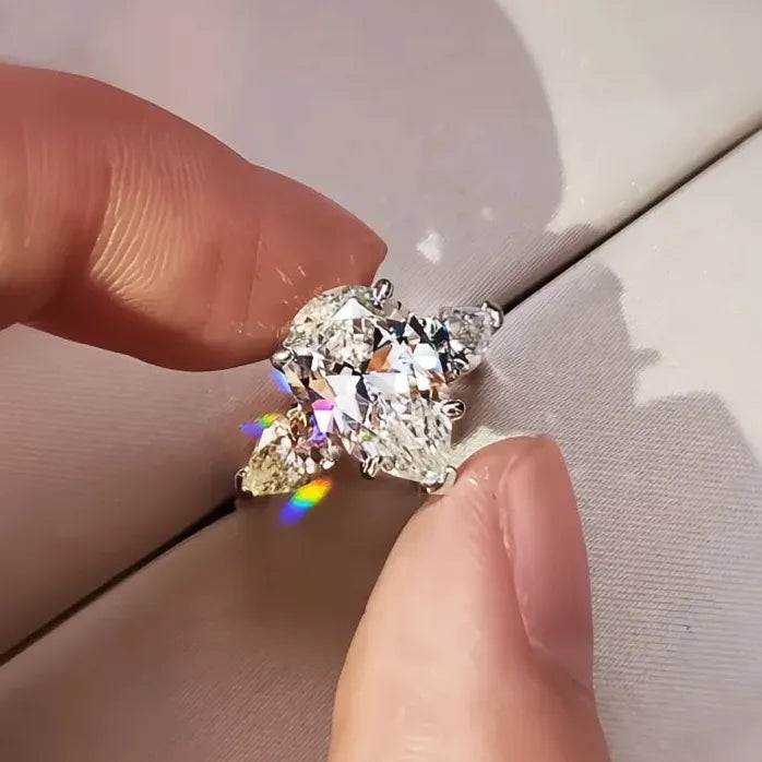Luxury Crystal Water Drop CZ Engagement Ring for Women Wedding Gift