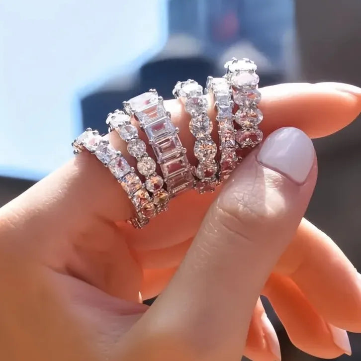 AAA Cubic Zirconia Brass Promise Rings for Women Wedding Gift 6 Styles