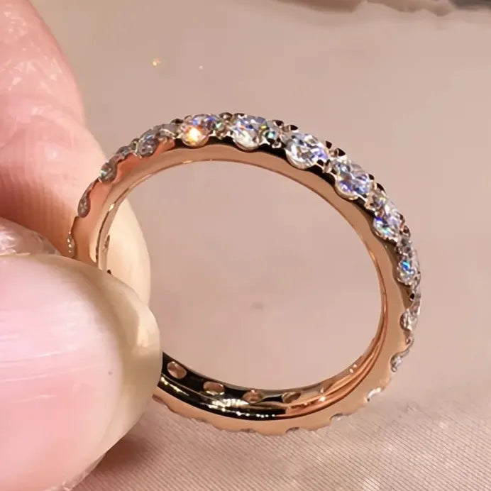 Elegant Geometric Round Band Ring for Women Brass Cubic Zirconia Jewelry