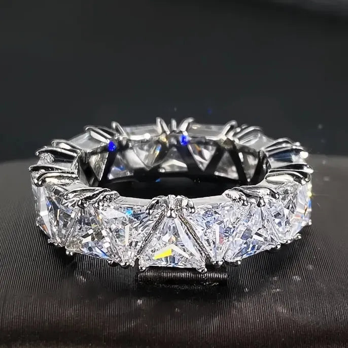 Luxury Wedding Band Promise Rings for Women Triangle Cubic Zirconia Brass Trendy Jewelry