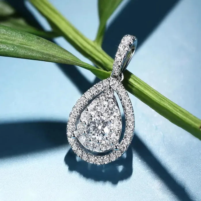 Water Drop CZ Pendant Necklace for Women Copper Alloy Delicate Jewelry