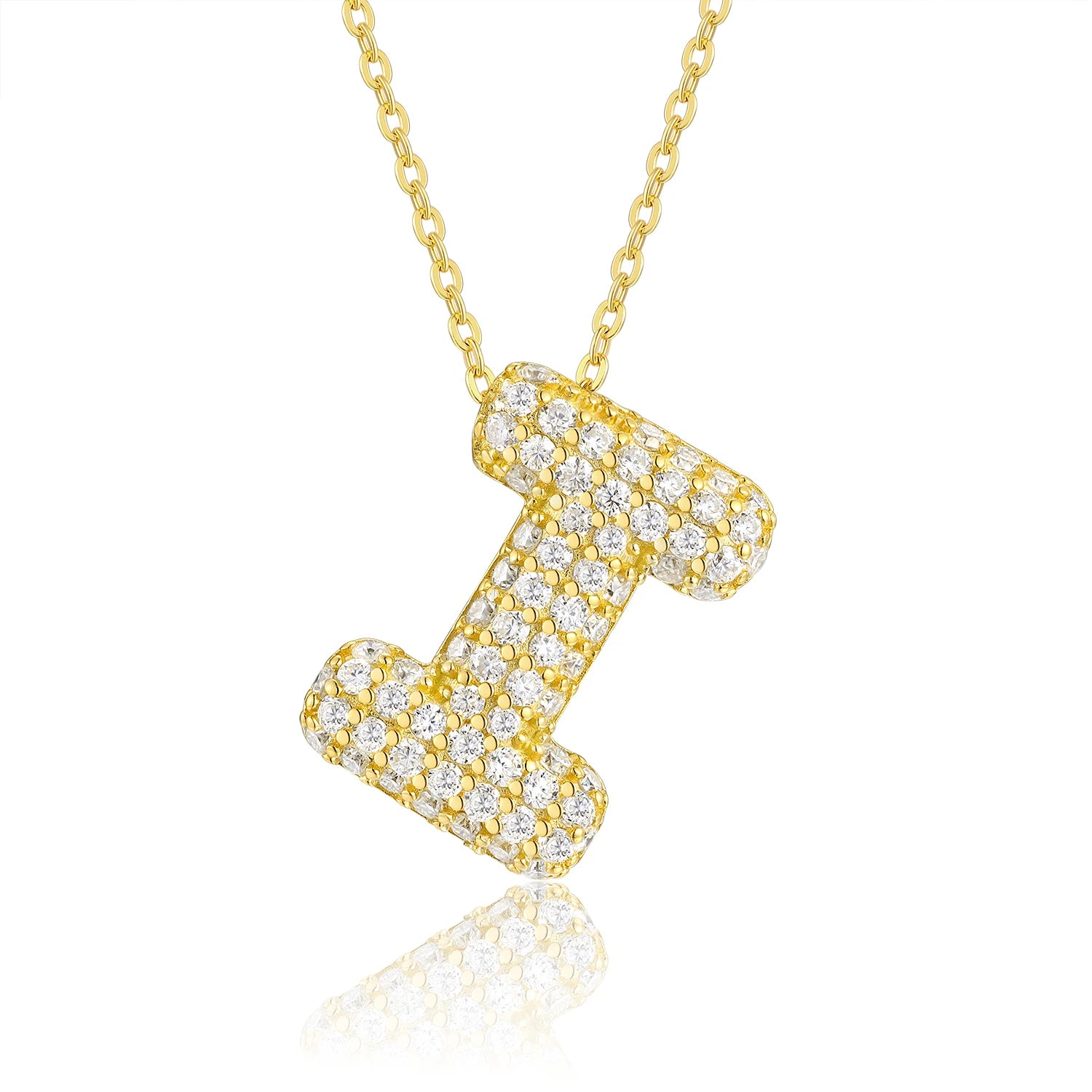 Gold Plated Moissanite Alphabet Pendant Necklace 26 Letters 925 Silver Unisex Jewelry