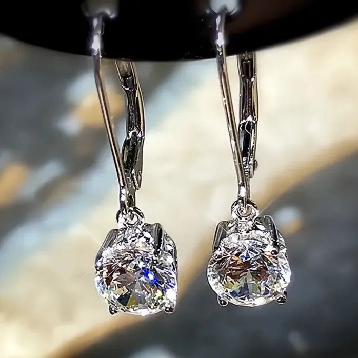 Geometric Round Cubic Zirconia Dangle Earrings for Women Copper Alloy Gift