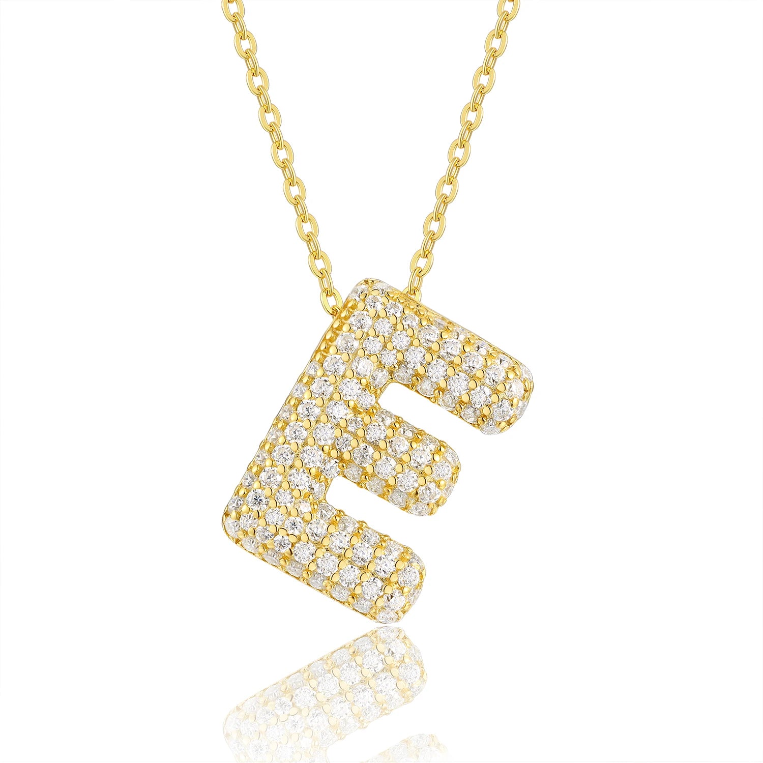 Gold Plated Moissanite Alphabet Pendant Necklace 26 Letters 925 Silver Unisex Jewelry