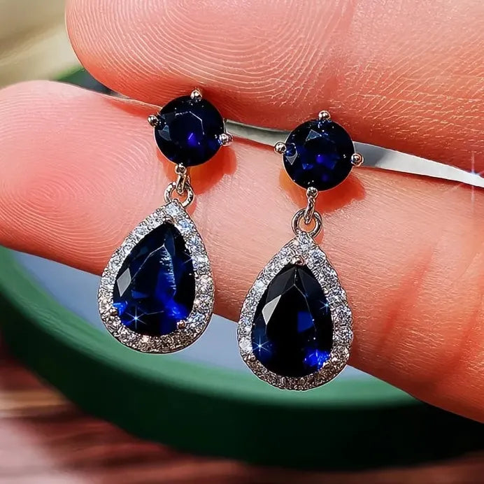 Luxury Water Drop CZ Dangle Earrings for Women Wedding Jewelry Multiple Colors