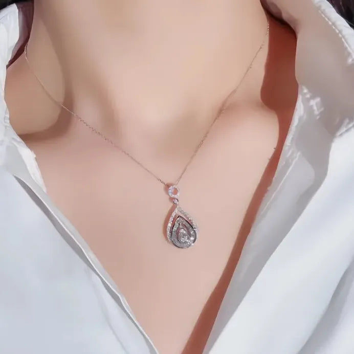 Water Drop Cubic Zirconia Pendant Necklace for Women Wedding Engagement