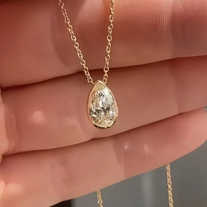 Geometric CZ Pendant Necklace for Women Gold Wedding Jewelry 2021 Trend
