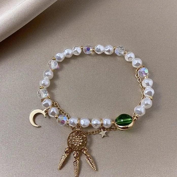 Butterfly Pearl Pendant Cuff Bracelet for Women Luxury Anniversary Gift Jewelry