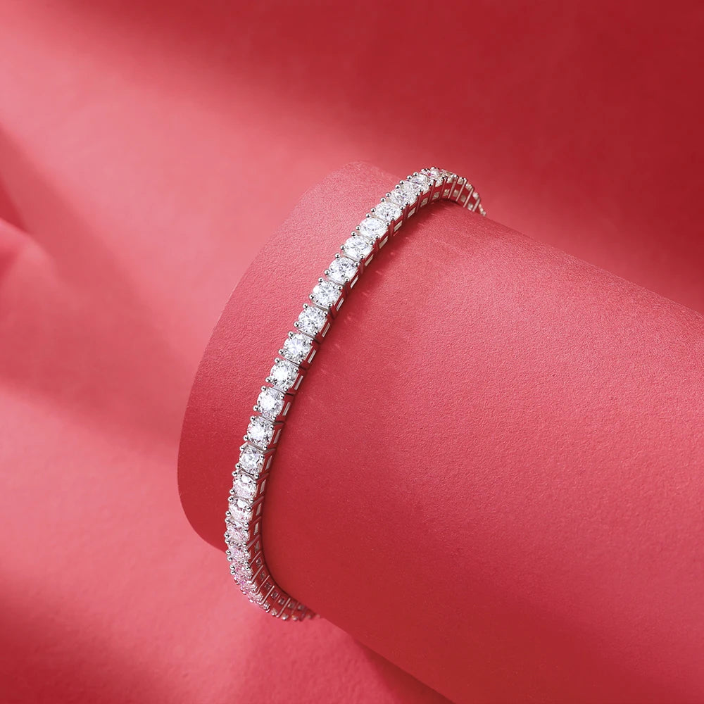 4mm Moissanite Tennis Bracelet S925 Silver 18K Gold Plated D Color VVS1 Jewelry Gift