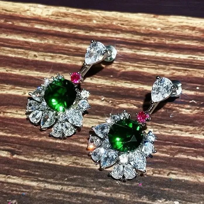 Vintage Geometric Copper Alloy Earrings with Cubic Zirconia for Women