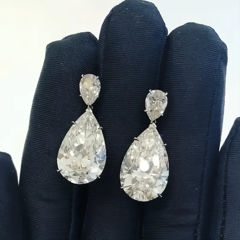 Simple Elegant Dangle Earrings for Women Crystal Teardrop Cubic Zirconia Wedding Bride Jewelry