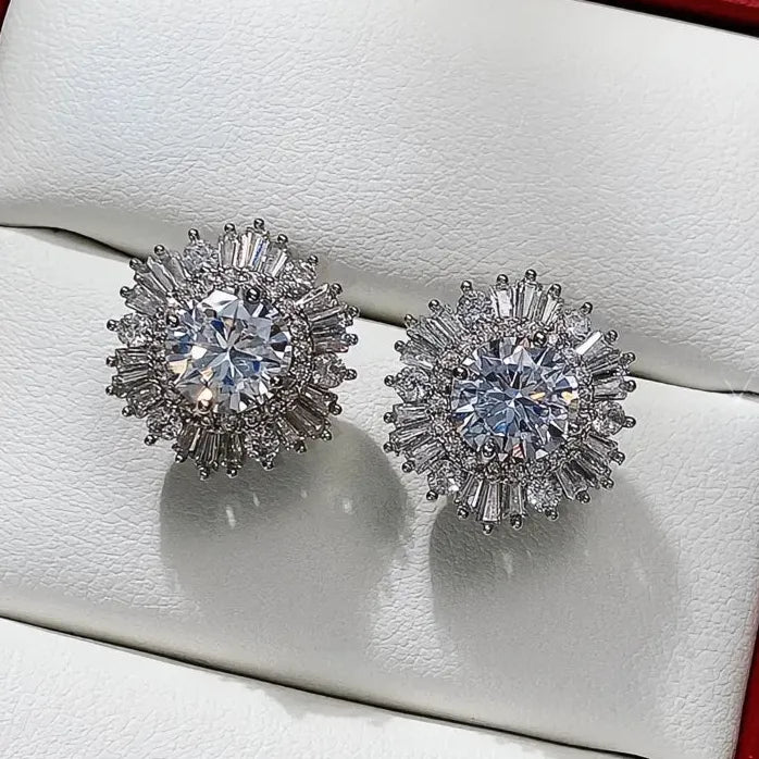 Geometric Cubic Zirconia Stud Earrings for Women Wedding Jewelry
