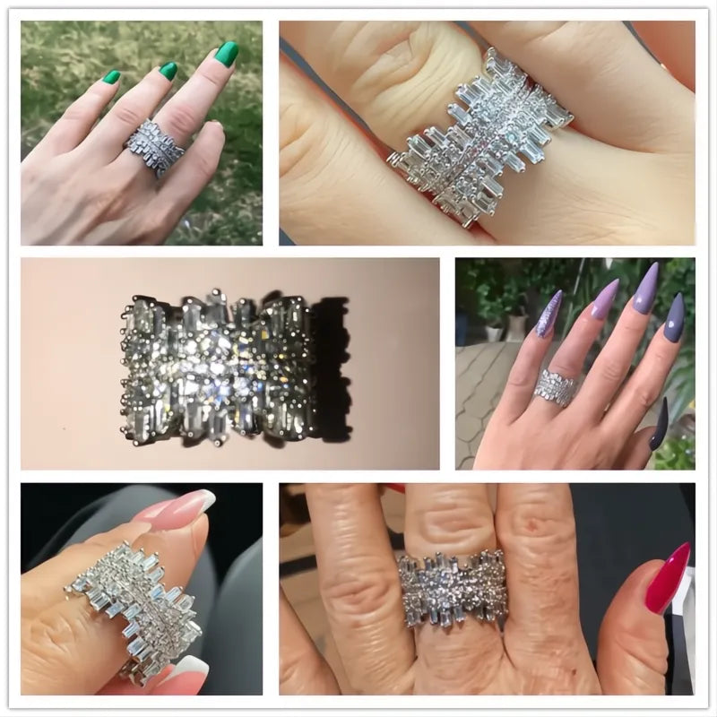 Luxury Irregular Shape Love Ring for Women Brass Cubic Zirconia Wedding Engagement Jewelry