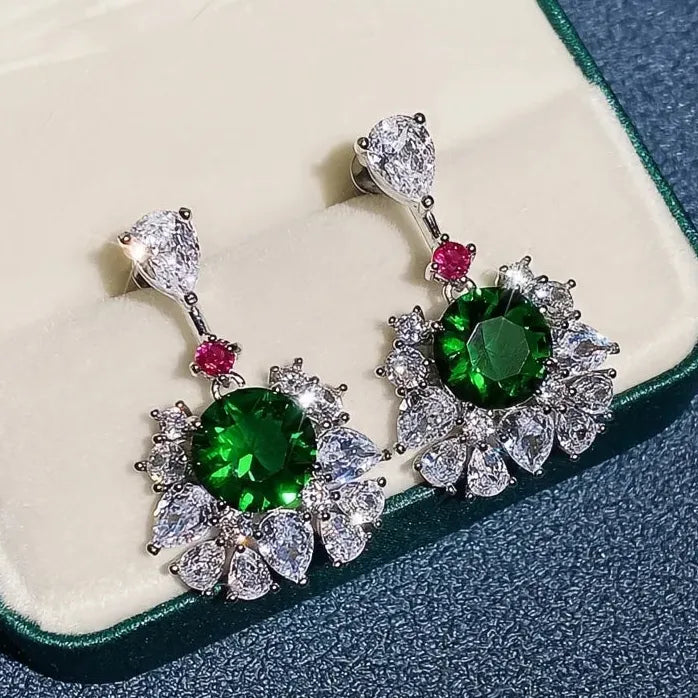 Vintage Geometric Copper Alloy Earrings with Cubic Zirconia for Women