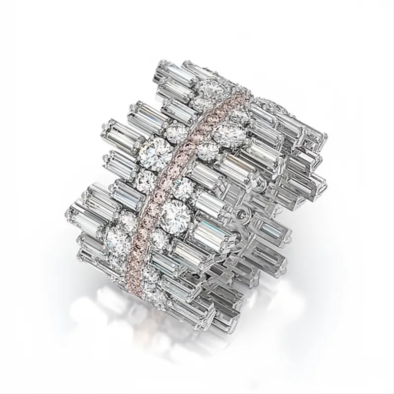 Luxury Irregular Shape Love Ring for Women Brass Cubic Zirconia Wedding Engagement Jewelry