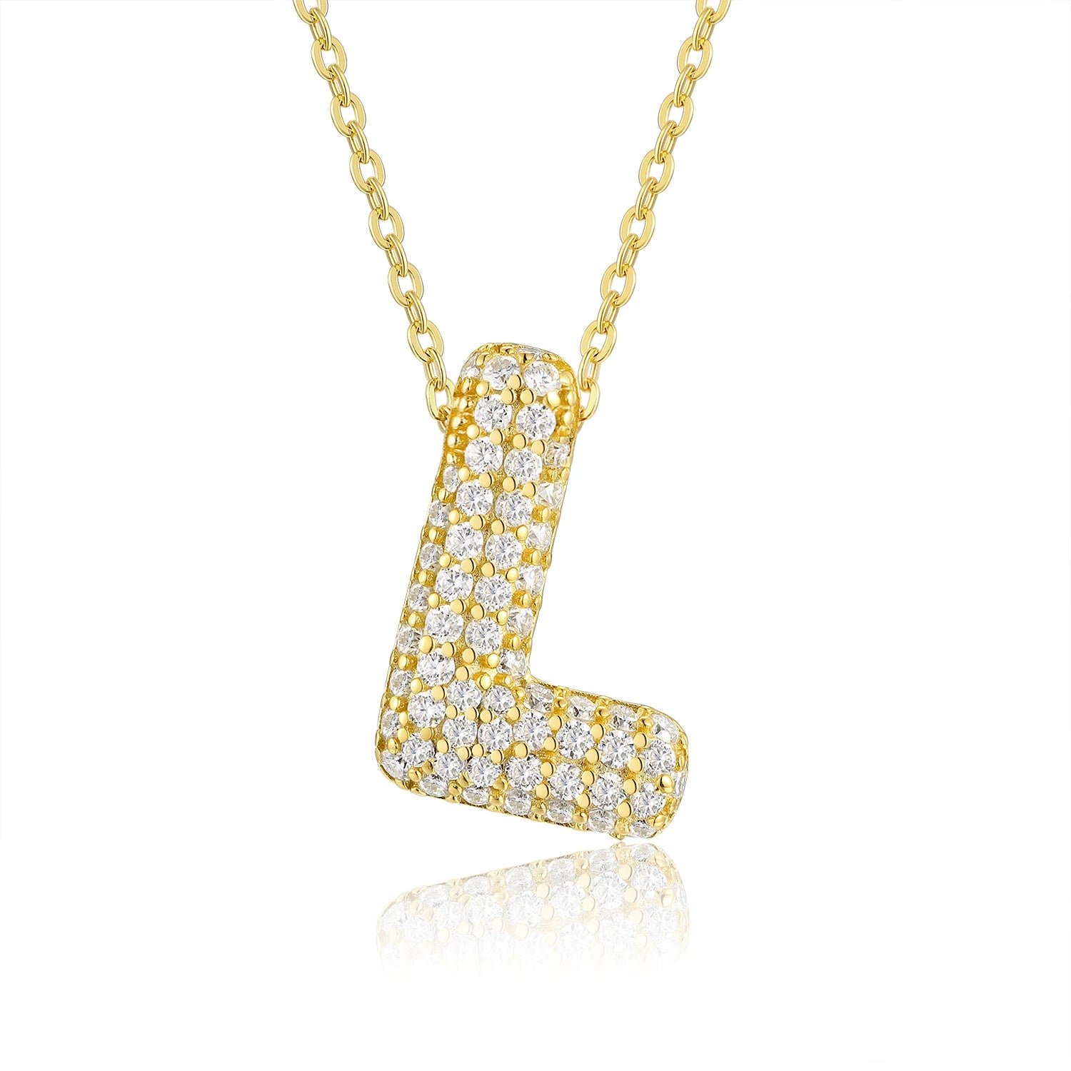 Gold Plated Moissanite Alphabet Pendant Necklace 26 Letters 925 Silver Unisex Jewelry