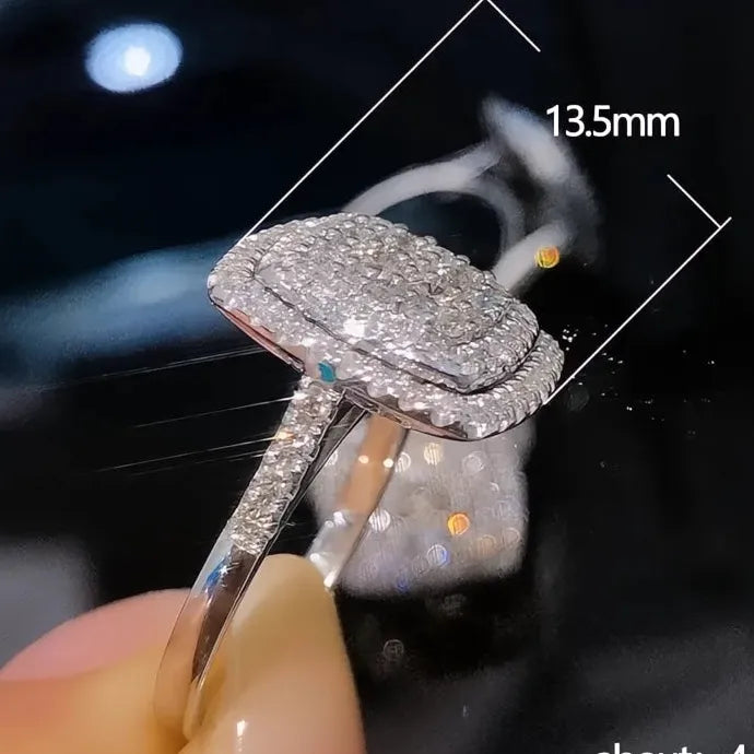Bling Bling Cubic Zirconia Geometric Square Brass Ring for Women