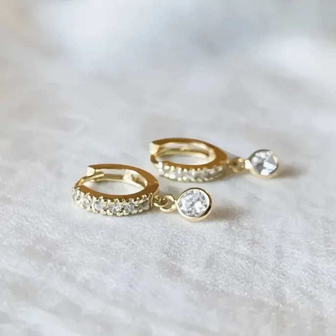 Simple Disc Dangle Earrings for Women Copper Alloy Inlaid CZ Stone Fashion Jewelry