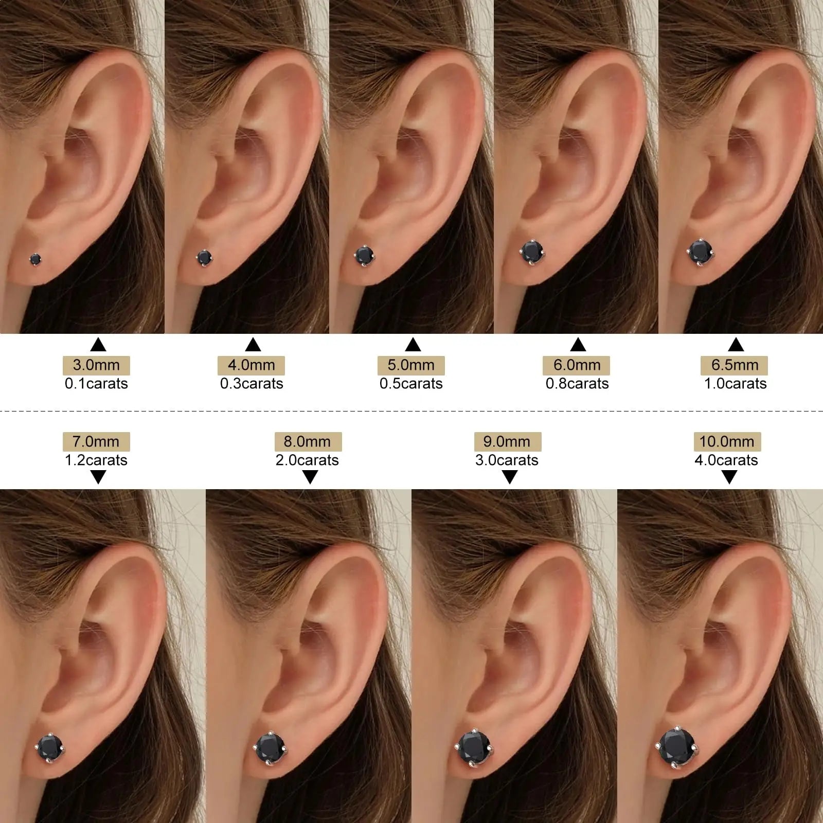 Black Moissanite Stud Earrings S925 Silver 18K Gold Plated Hip Hop Jewelry Men