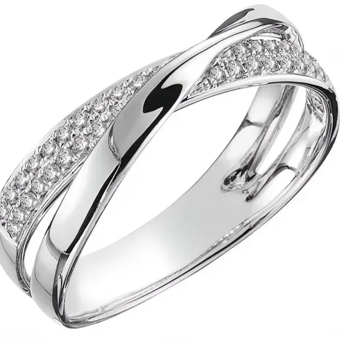 Newest Fresh Two Tone X Shape Cross Ring for Women Wedding Trendy Brass CZ Stone Large Modern Jewelry