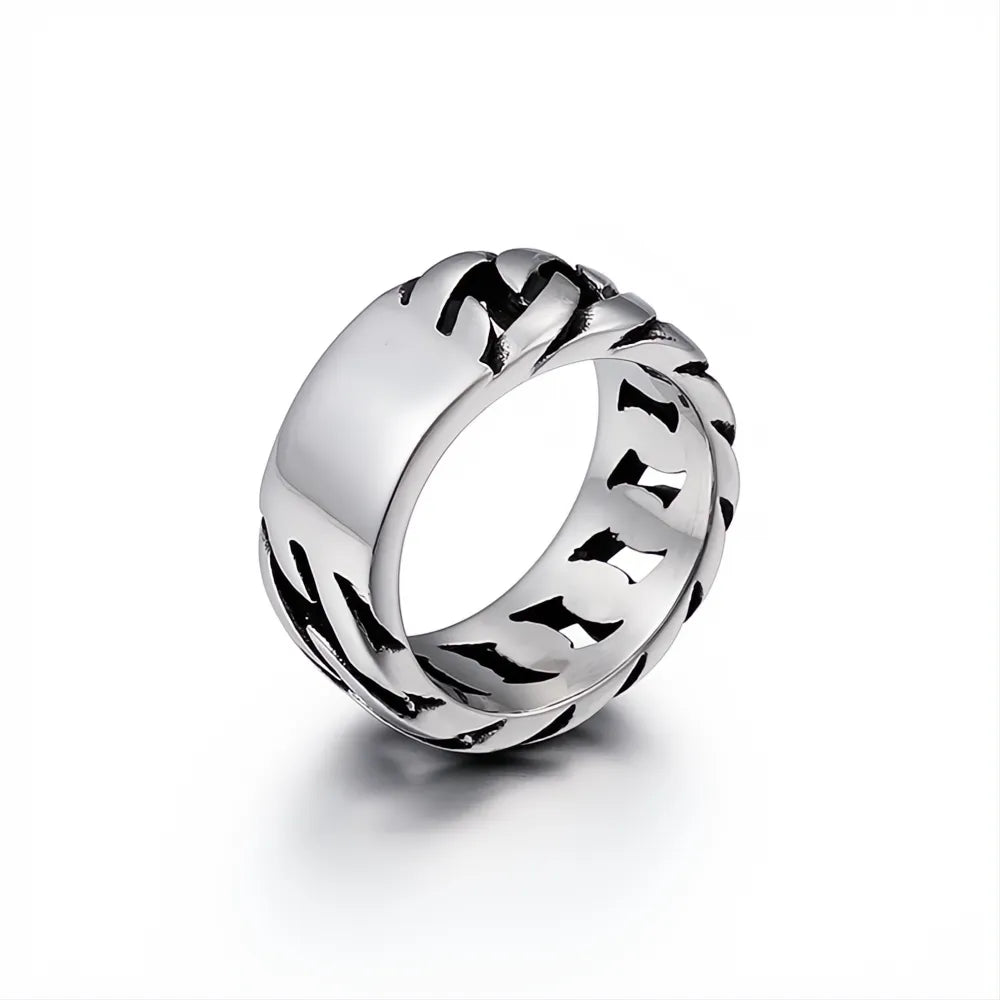 10MM 316L Stainless Steel Korean Punk Hip Hop Link Chain Ring Men Women US 8-12