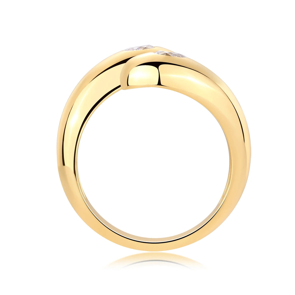 Adjustable Open Moissanite Ring S925 Silver 18K Gold Plated Double Loop Women Jewelry