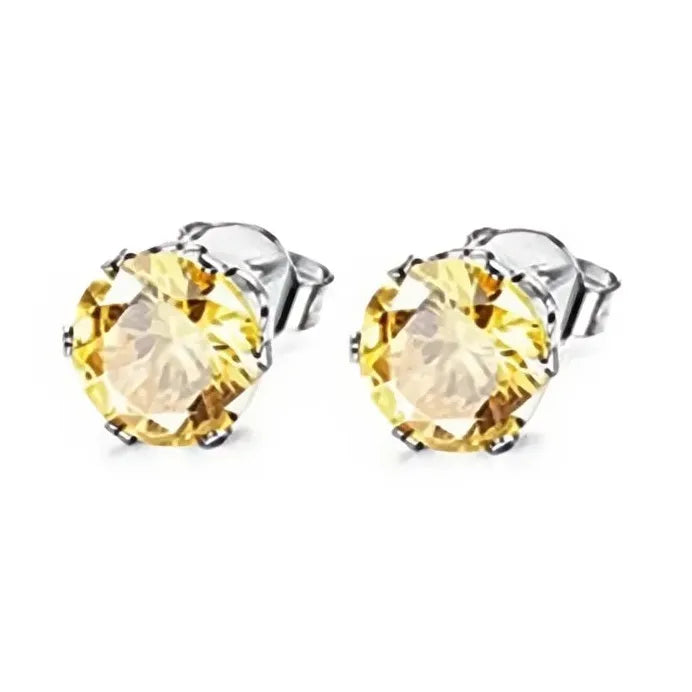 Geometric Cubic Zirconia Stud Earrings for Women, 12 Colors, Daily Wear