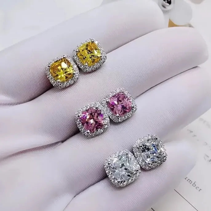 Geometric Cubic Zirconia Stud Earrings Copper Alloy Wedding Engagement Jewelry