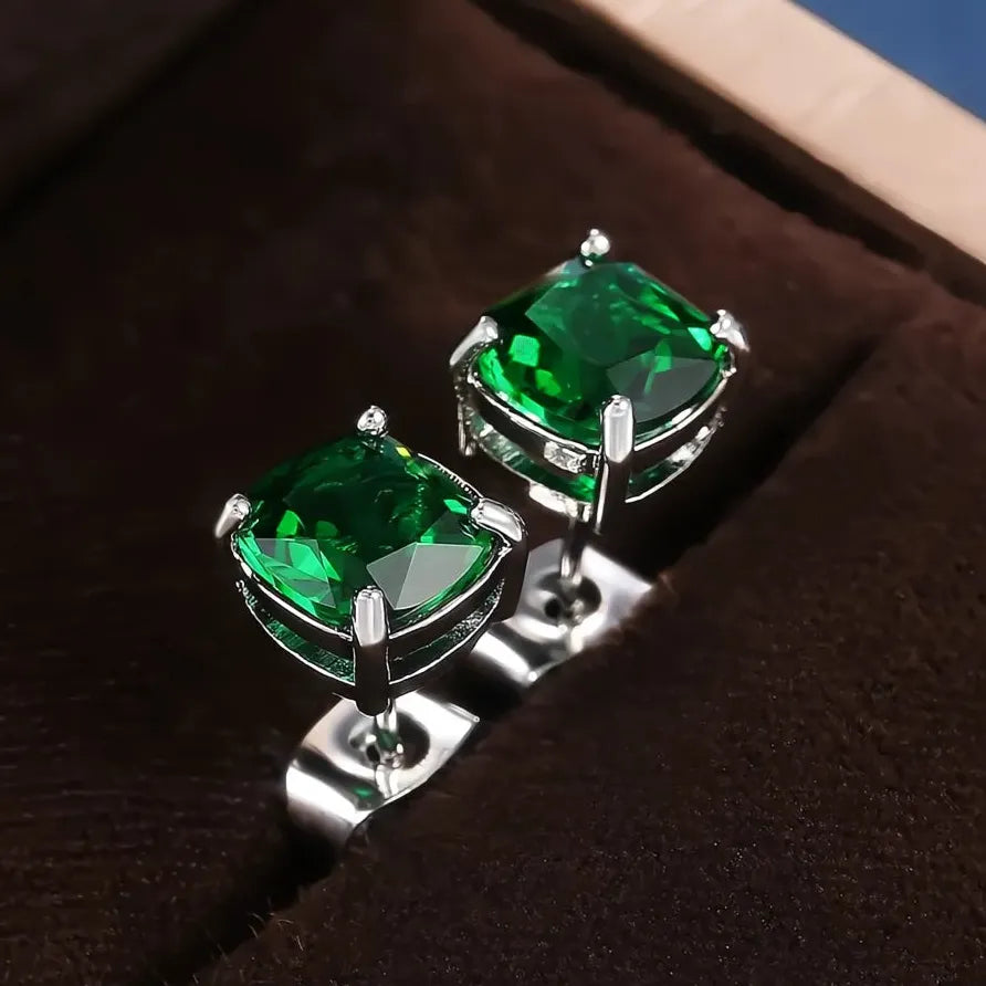Luxury Geometric Cubic Zirconia Stud Earrings for Wedding Jewelry