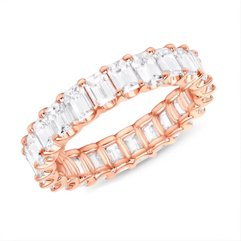 Luxury Micro Paved Square Cubic Zirconia Promise Ring for Women Engagement Wedding Jewelry