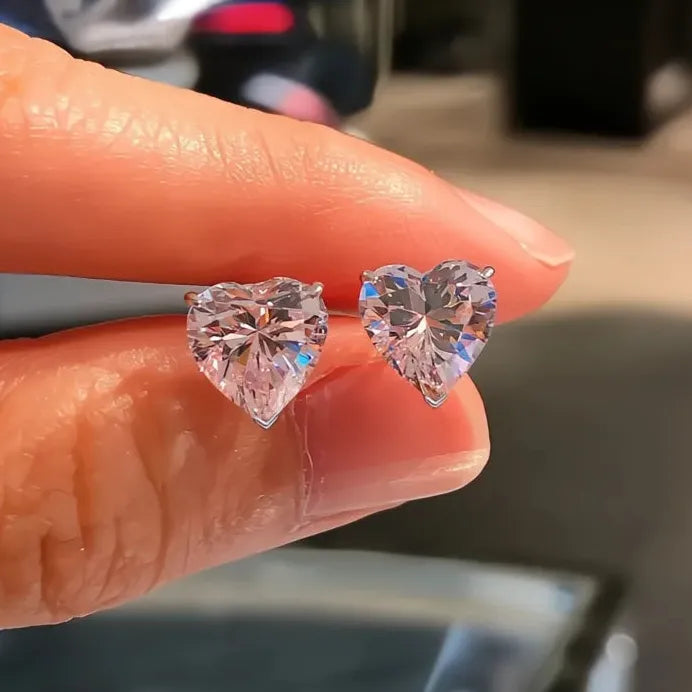Multi-Color Heart Cubic Zirconia Stud Earrings for Women Stylish Jewelry