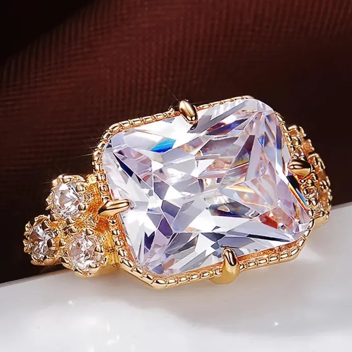 Gold Bridal Wedding Rings for Women Engagement CZ Crystal Jewelry New Arrival
