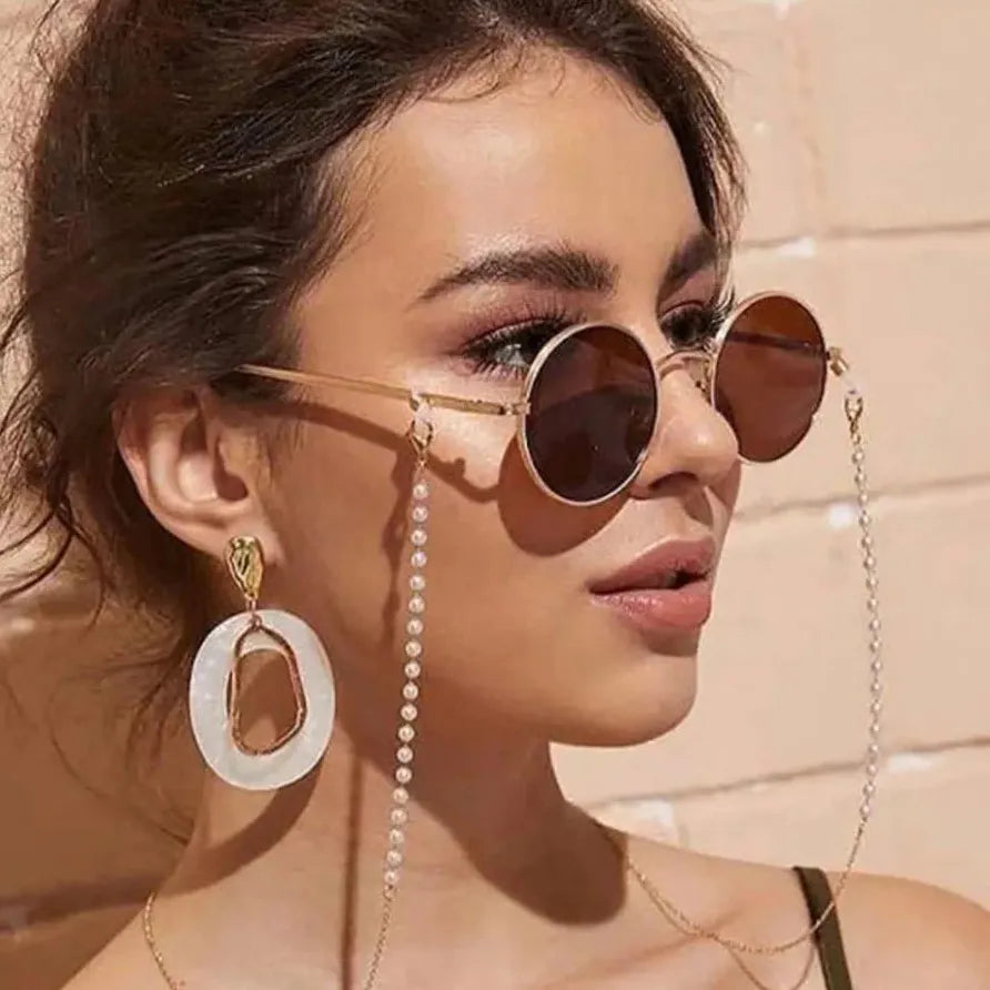 Fashion Woman Zinc Alloy Cylinder Bead Sunglasses Chain Eyeglasses Holder