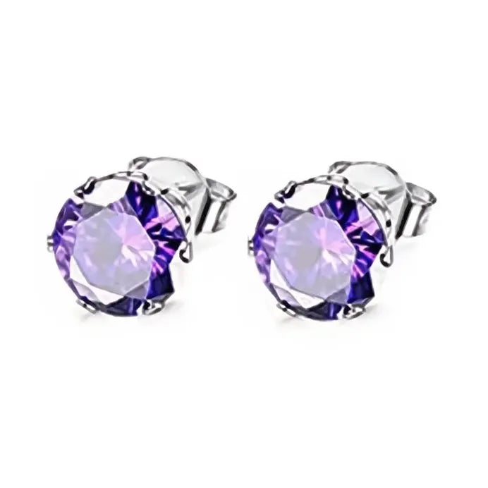 Geometric Cubic Zirconia Stud Earrings for Women, 12 Colors, Daily Wear