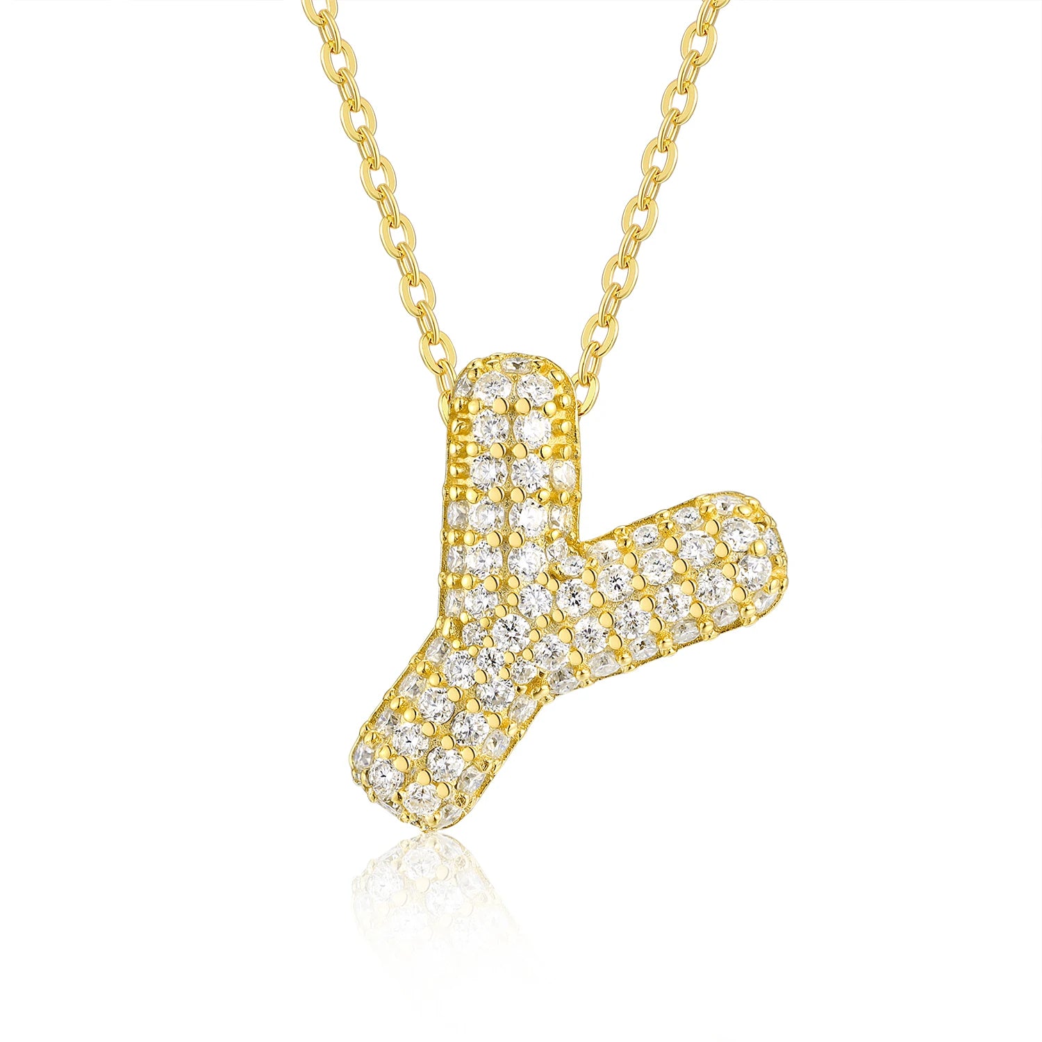 Gold Plated Moissanite Alphabet Pendant Necklace 26 Letters 925 Silver Unisex Jewelry