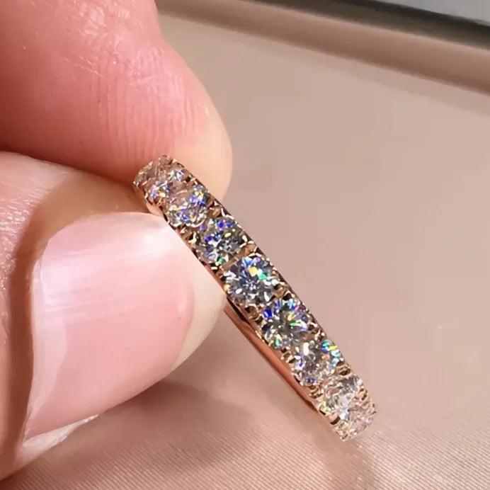 Elegant Geometric Round Band Ring for Women Brass Cubic Zirconia Jewelry