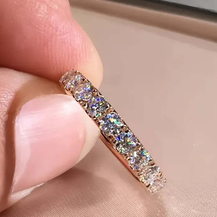 Stylish Round Brass Band Ring for Women with Cubic Zirconia Stones